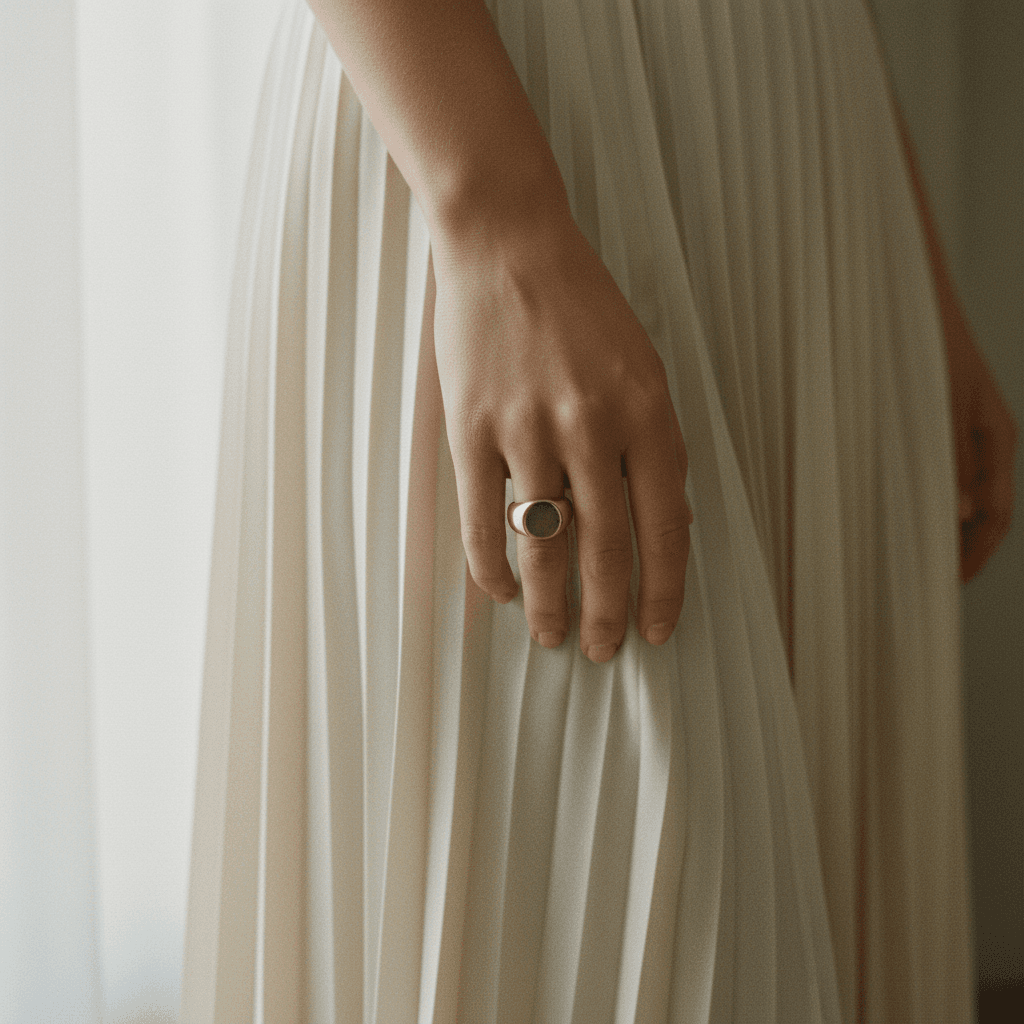 Détail du plissage de la robe Aurore