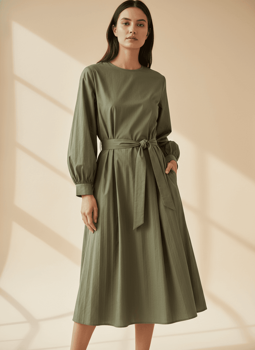 Robe Olive en popeline olive doux